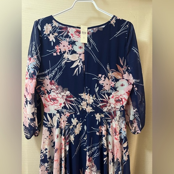 Yumi Kim Anthropology Blue and Pink Maxi Gown Bishop Sleeves Size Medium NWT - Picture 8 of 12